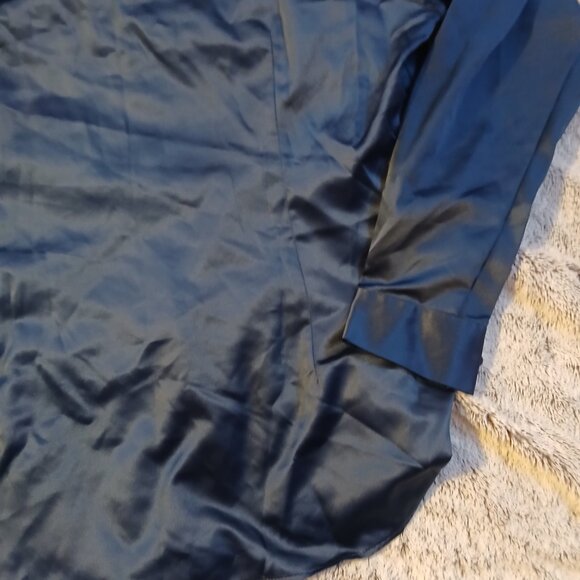 Asos Design Men's Navy Satin Like Shirt  XL NWOT - Picture 5 of 8